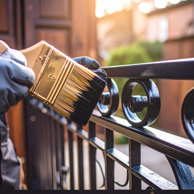 Firefly_generame una imagen de un bombre pintando la puerta metalica de hierro con una brocha 121937